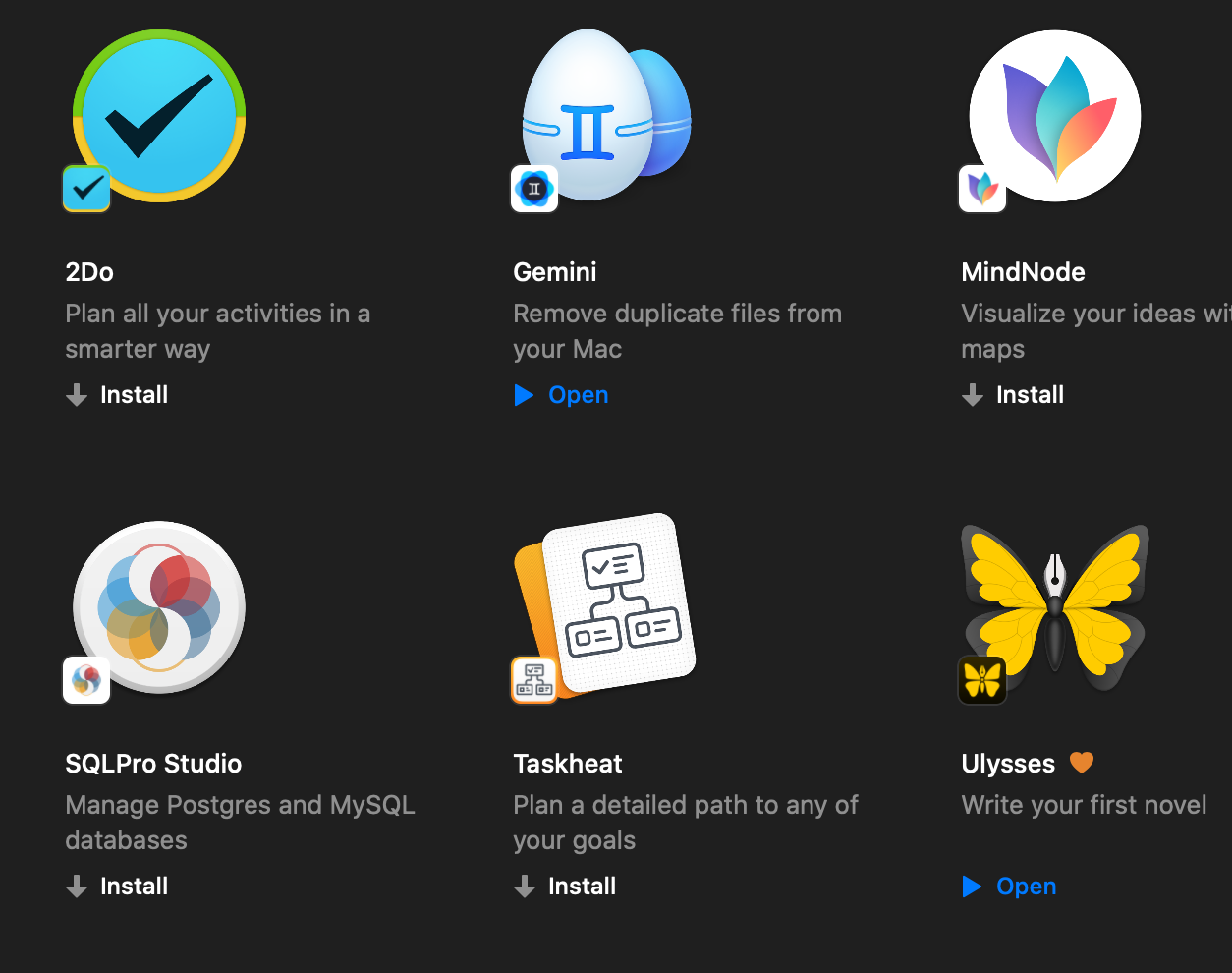 Collection of desktop apps with their mobile counterparts.